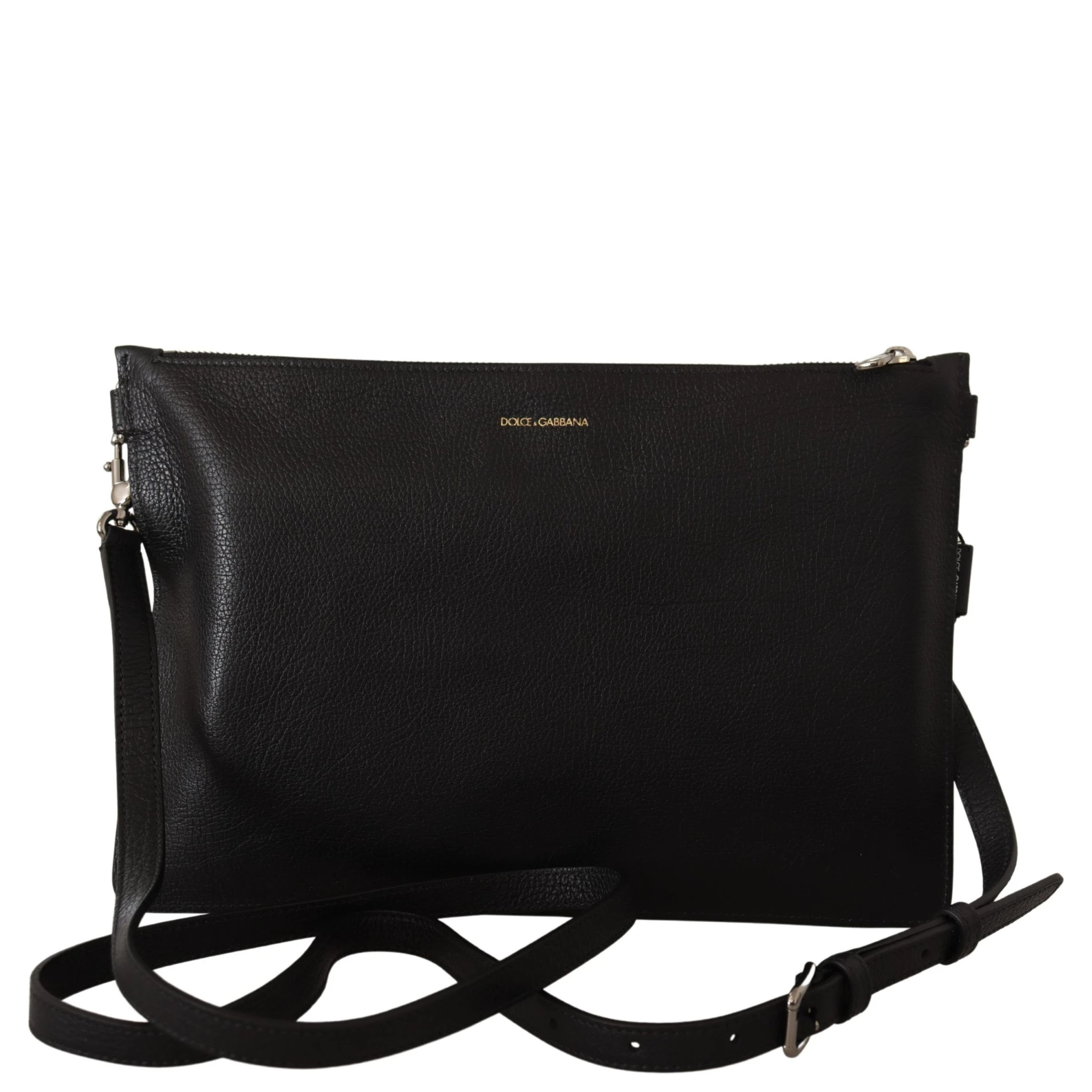 Black Exotic Leather Shoulder Sling Alta Sartoria Bag