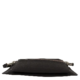 Black Exotic Leather Shoulder Sling Alta Sartoria Bag