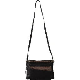 Black Exotic Leather Shoulder Sling Alta Sartoria Bag