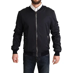 Blue Silk Coat Short Bomber Men Jacket