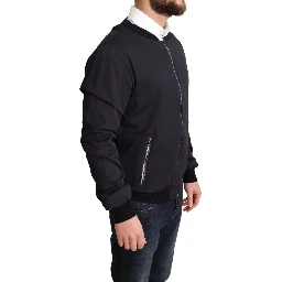 Blue Silk Coat Short Bomber Men Jacket