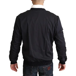 Blue Silk Coat Short Bomber Men Jacket