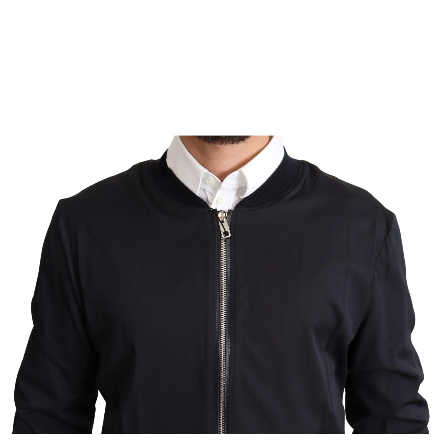 Blue Silk Coat Short Bomber Men Jacket