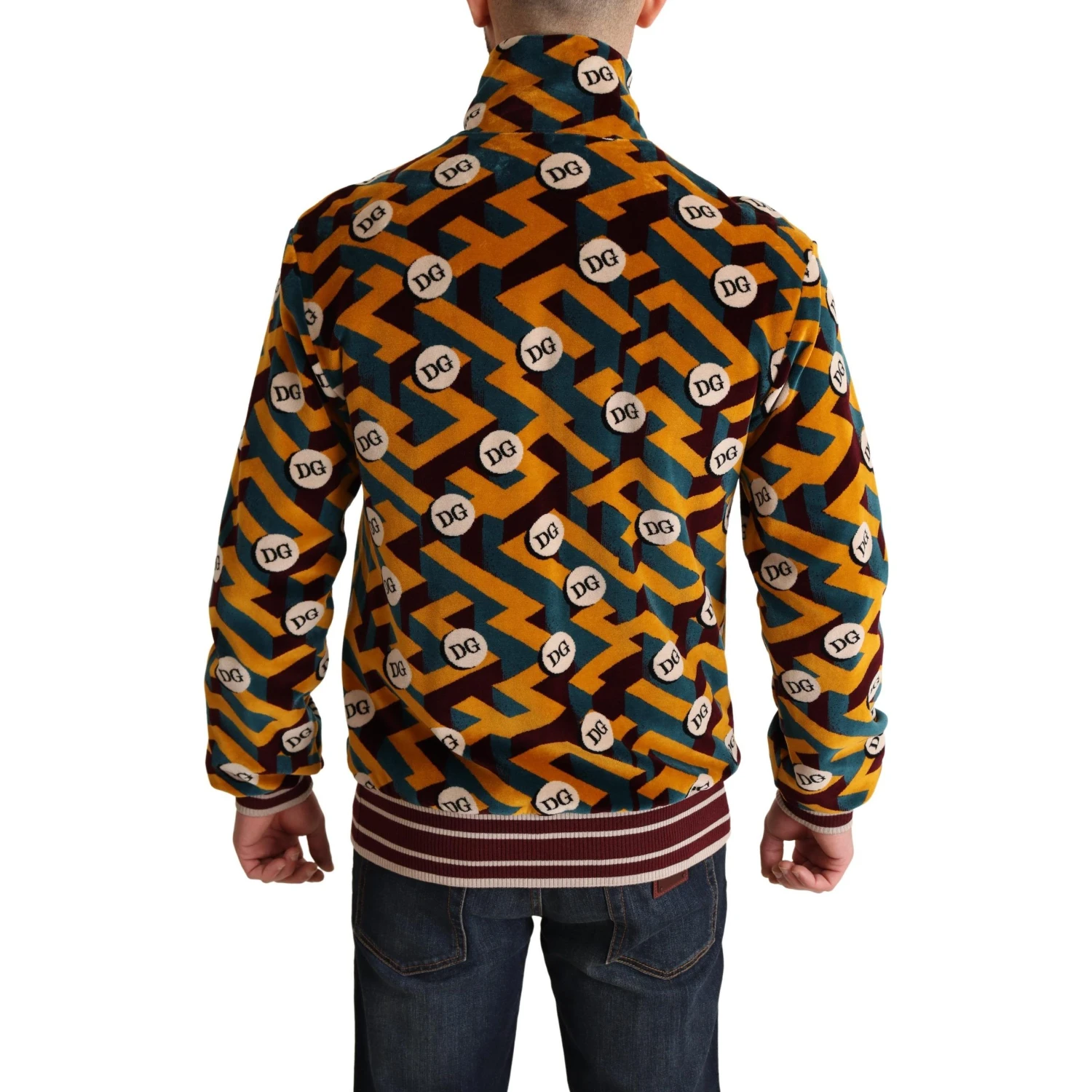 Multicolor Velvet DG Logo Mens Sweater Jacket