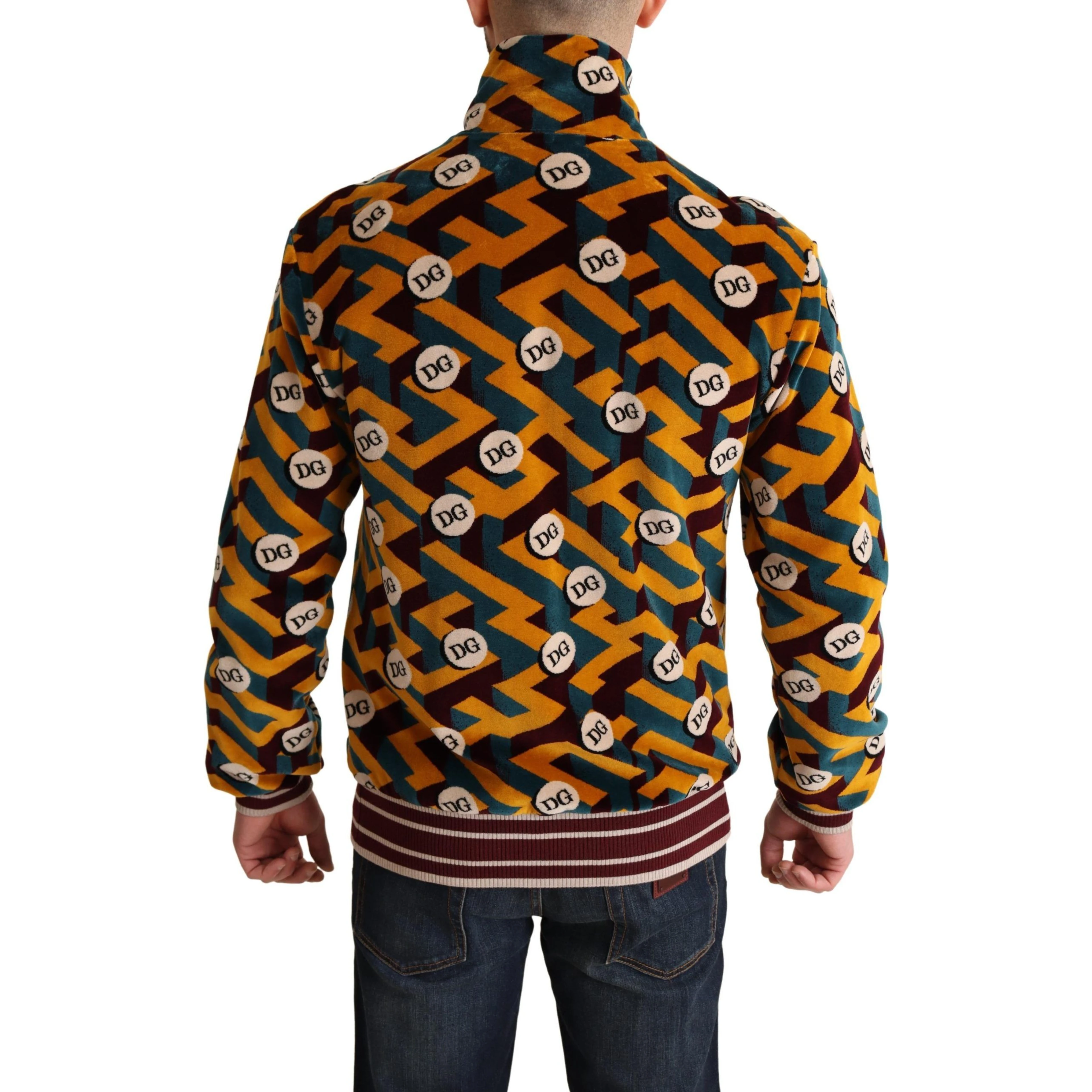 Multicolor Velvet DG Logo Mens Sweater Jacket