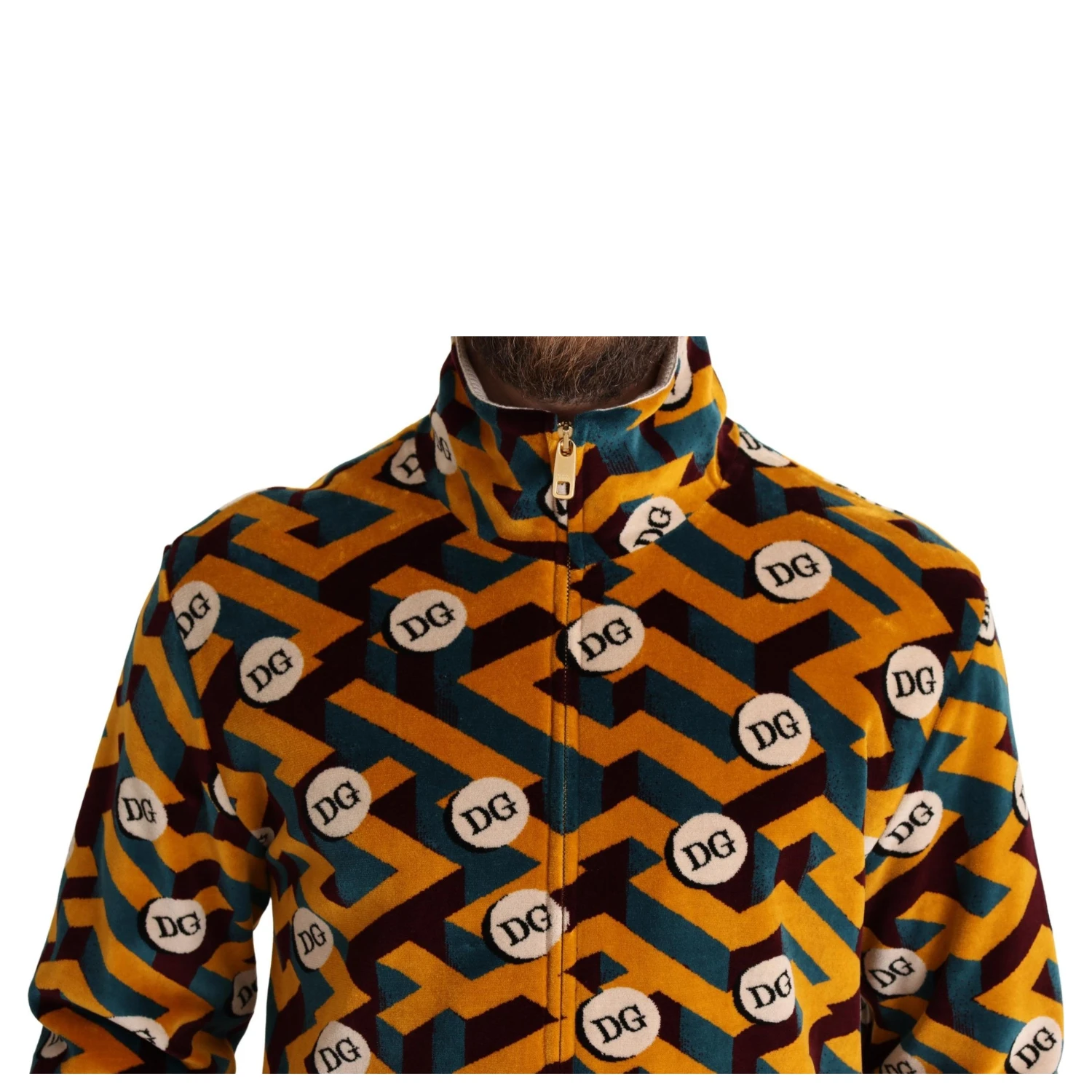 Multicolor Velvet DG Logo Mens Sweater Jacket