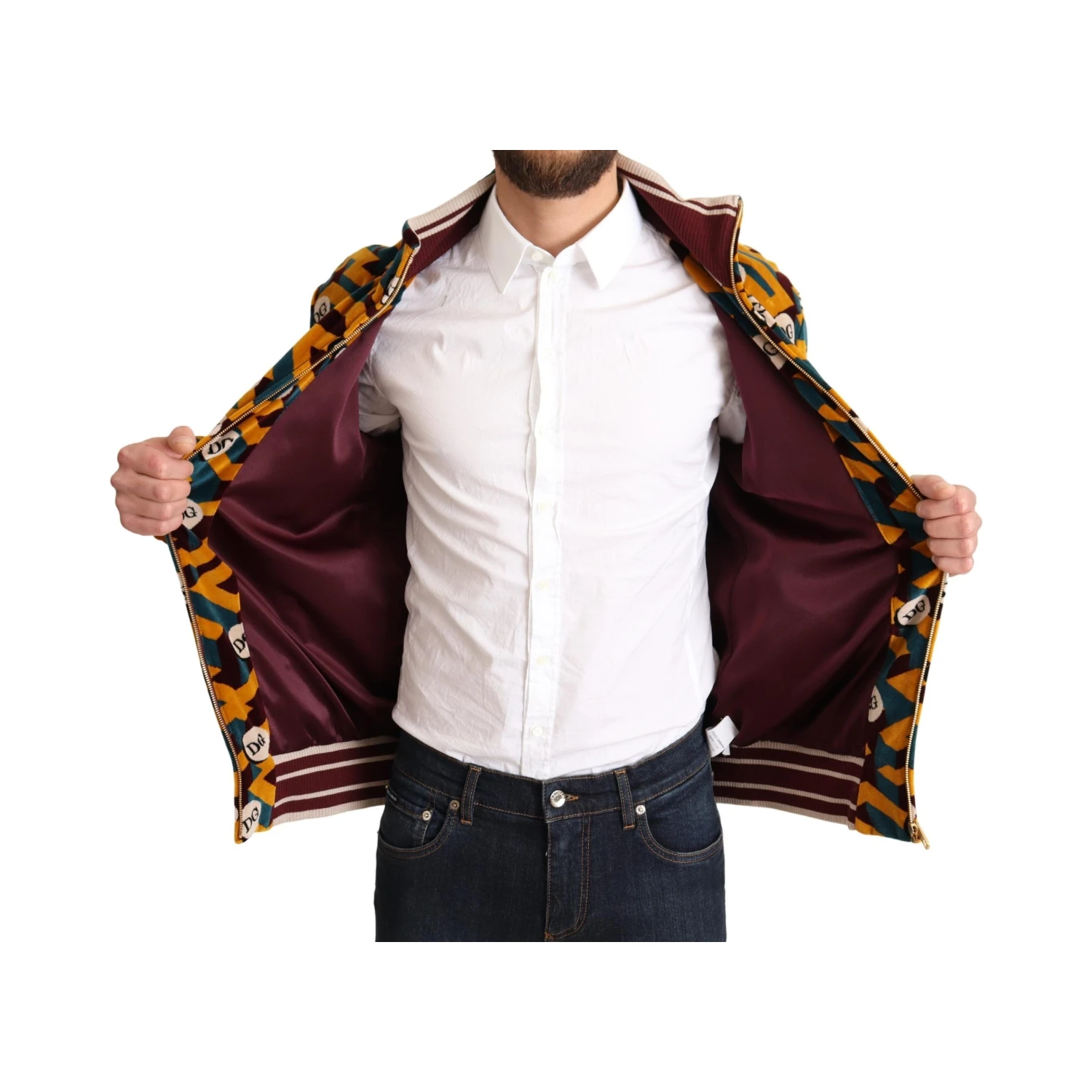 Multicolor Velvet DG Logo Mens Sweater Jacket