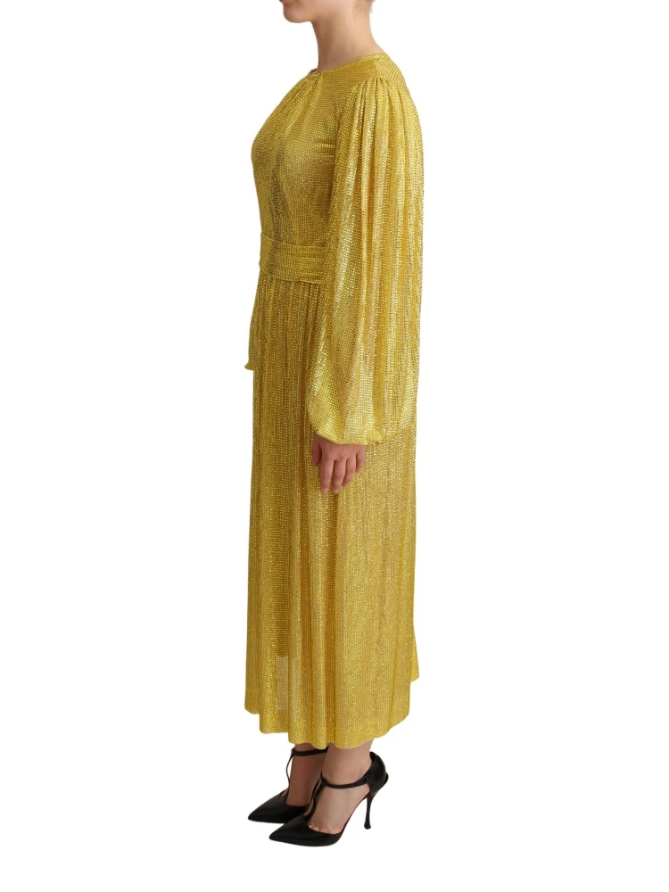Yellow Crystal Mesh Pleated Maxi Dress alternative