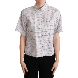 White Polka Dots Collared Blouse Shirt