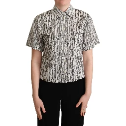 White Floral Collared Blouse Shirt