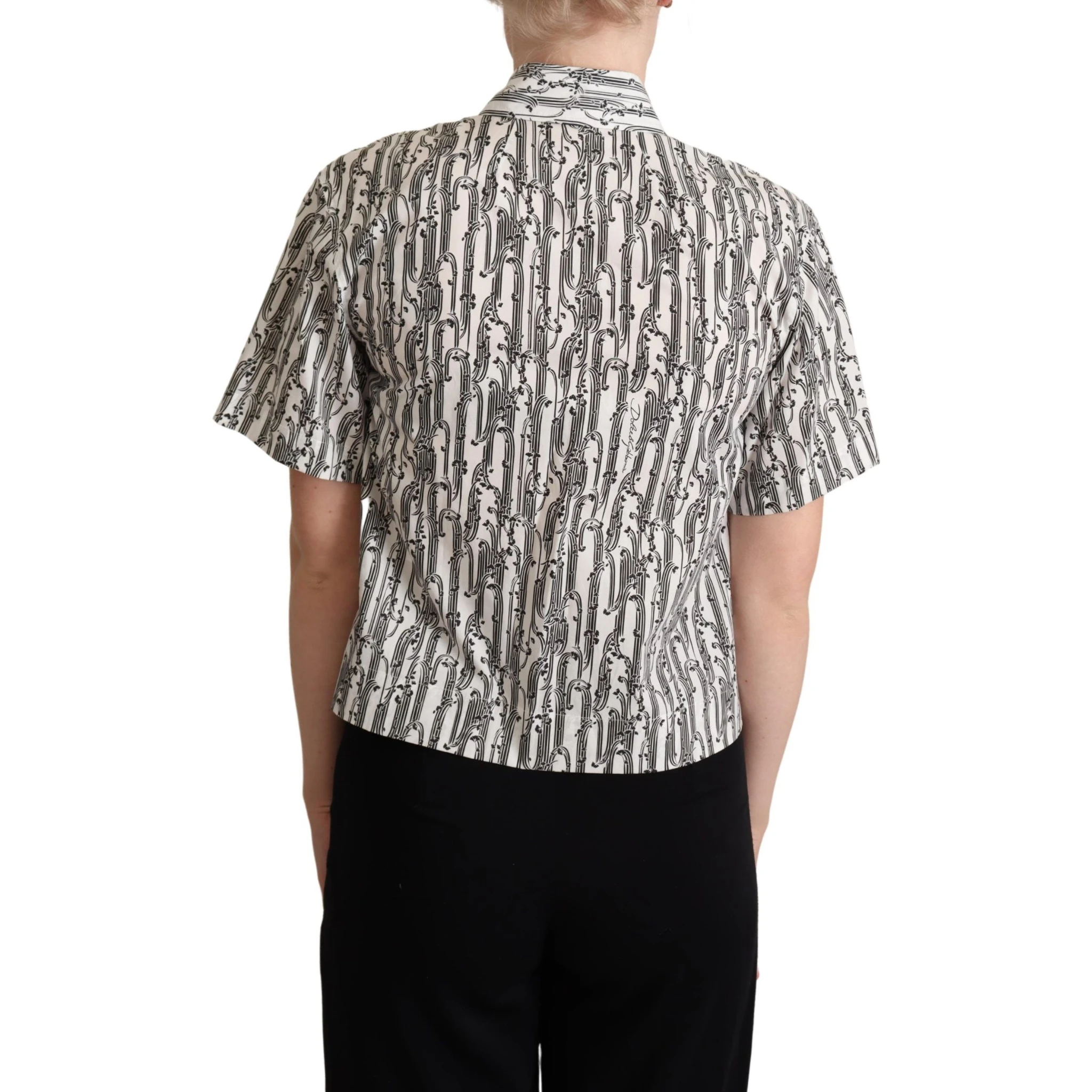 White Floral Collared Blouse Shirt