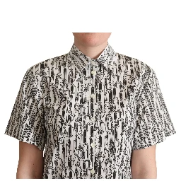 White Floral Collared Blouse Shirt