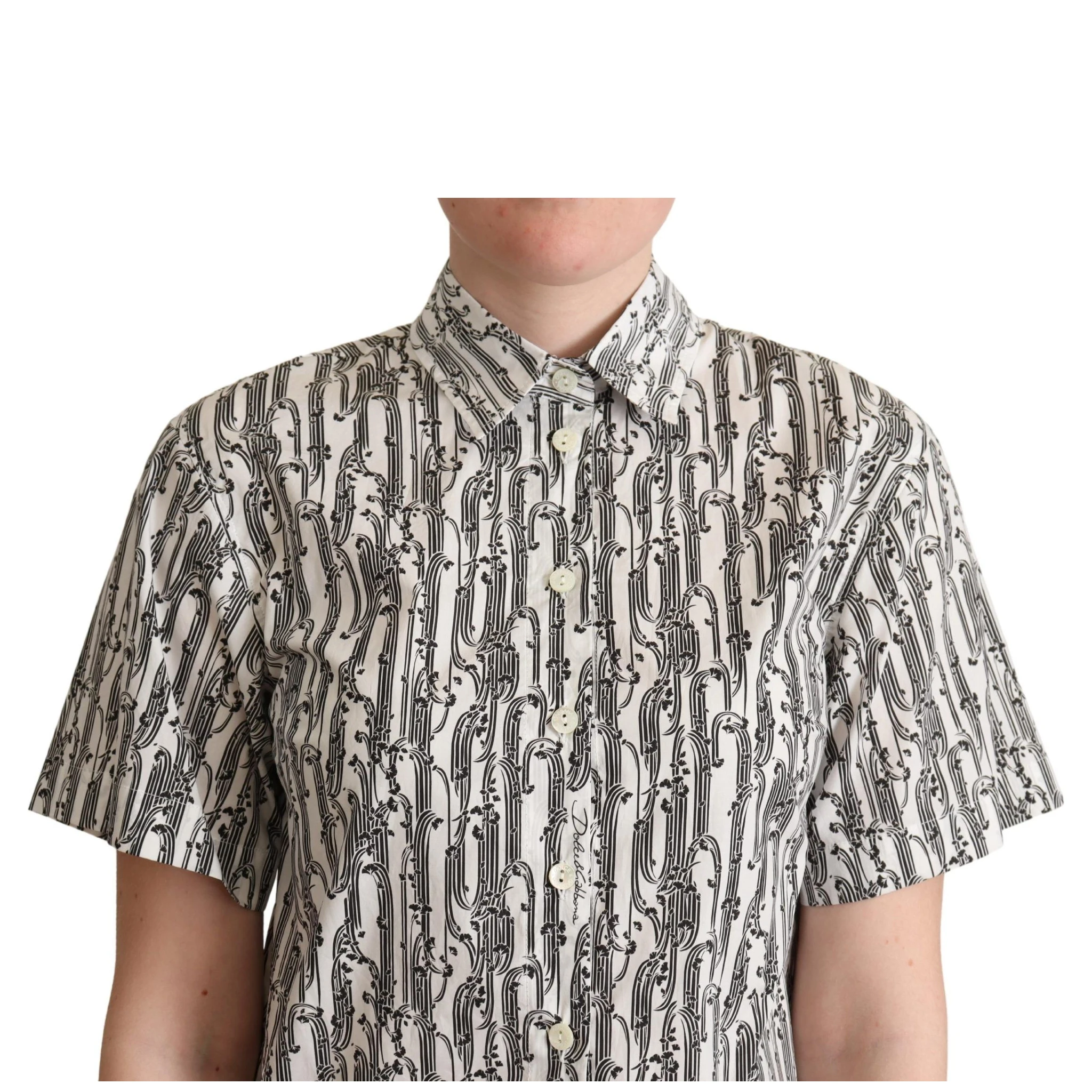 White Floral Collared Blouse Shirt