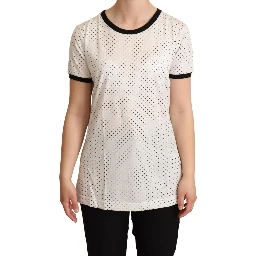 White Dotted Crewneck Cotton T-shirt