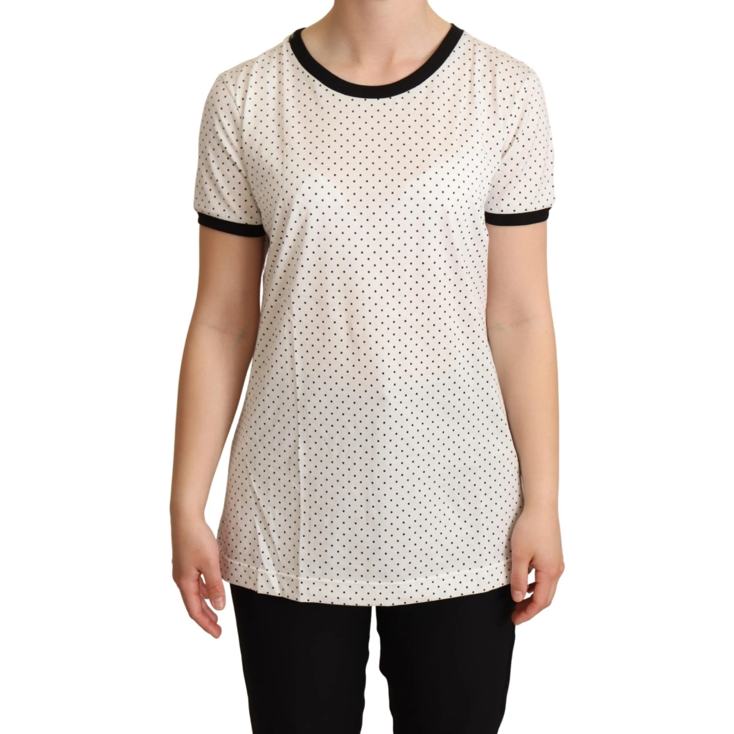 White Dotted Crewneck Cotton T-shirt