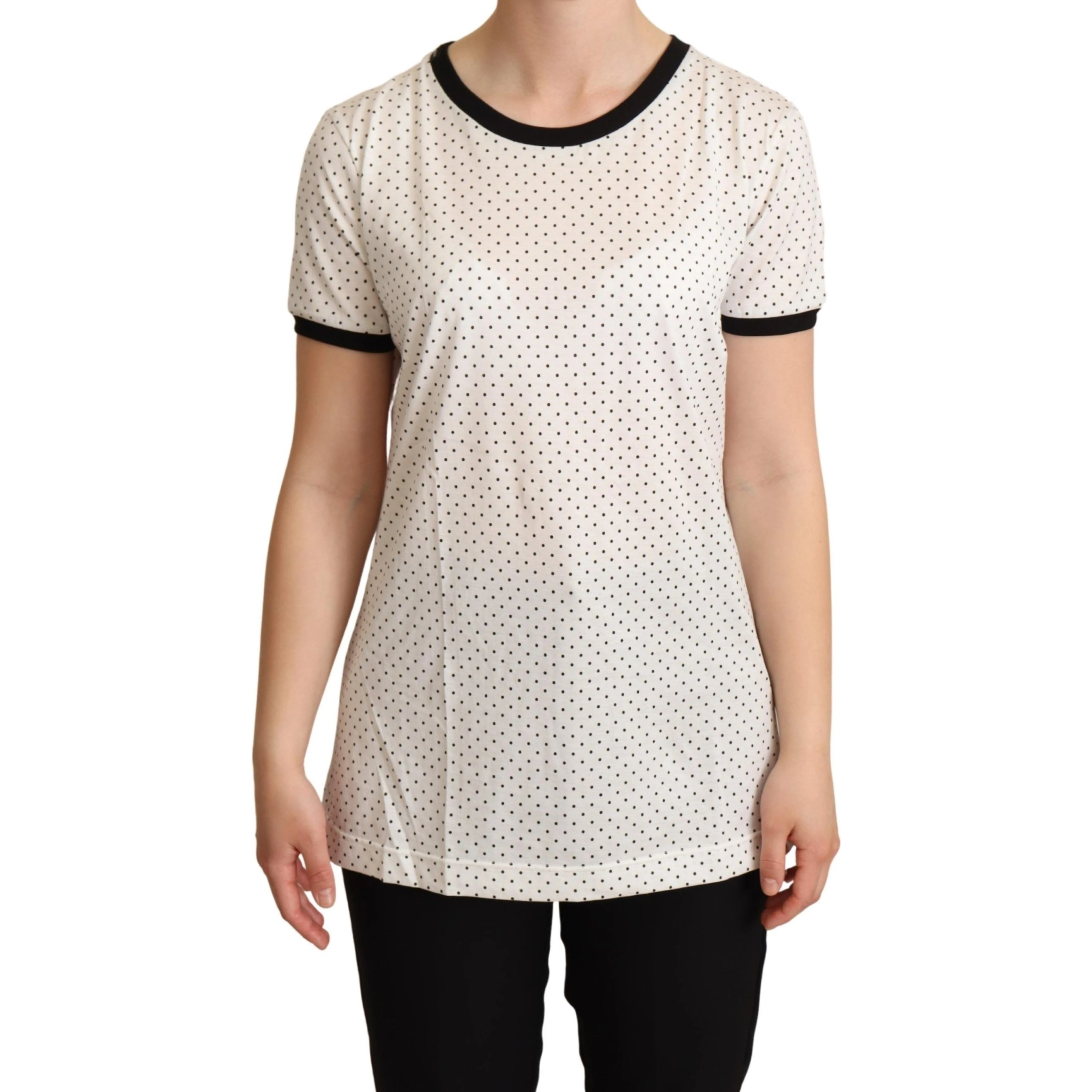 White Dotted Crewneck Cotton T-shirt
