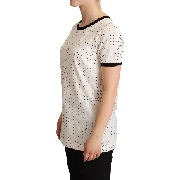 White Dotted Crewneck Cotton T-shirt