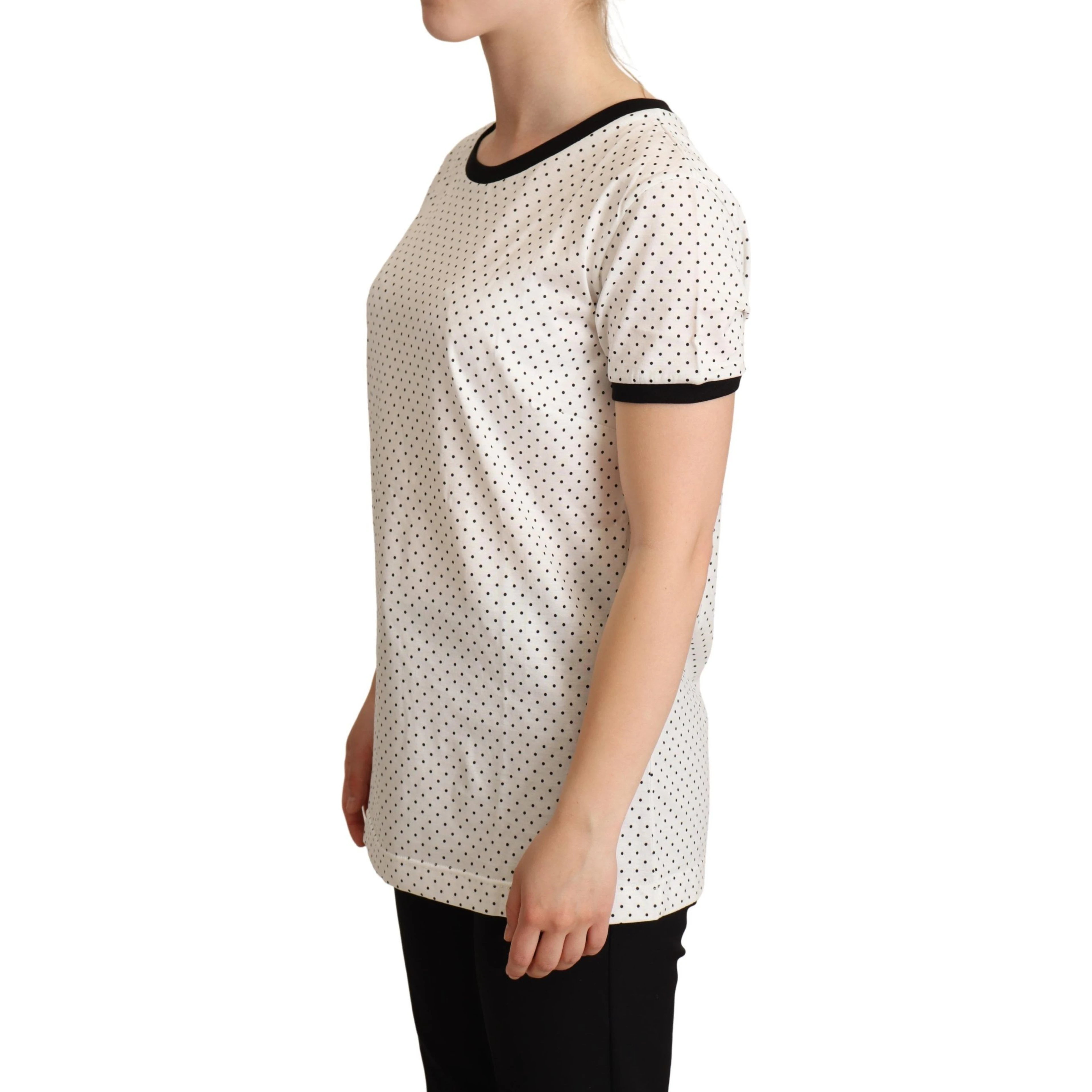 White Dotted Crewneck Cotton T-shirt