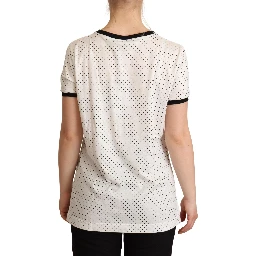 White Dotted Crewneck Cotton T-shirt