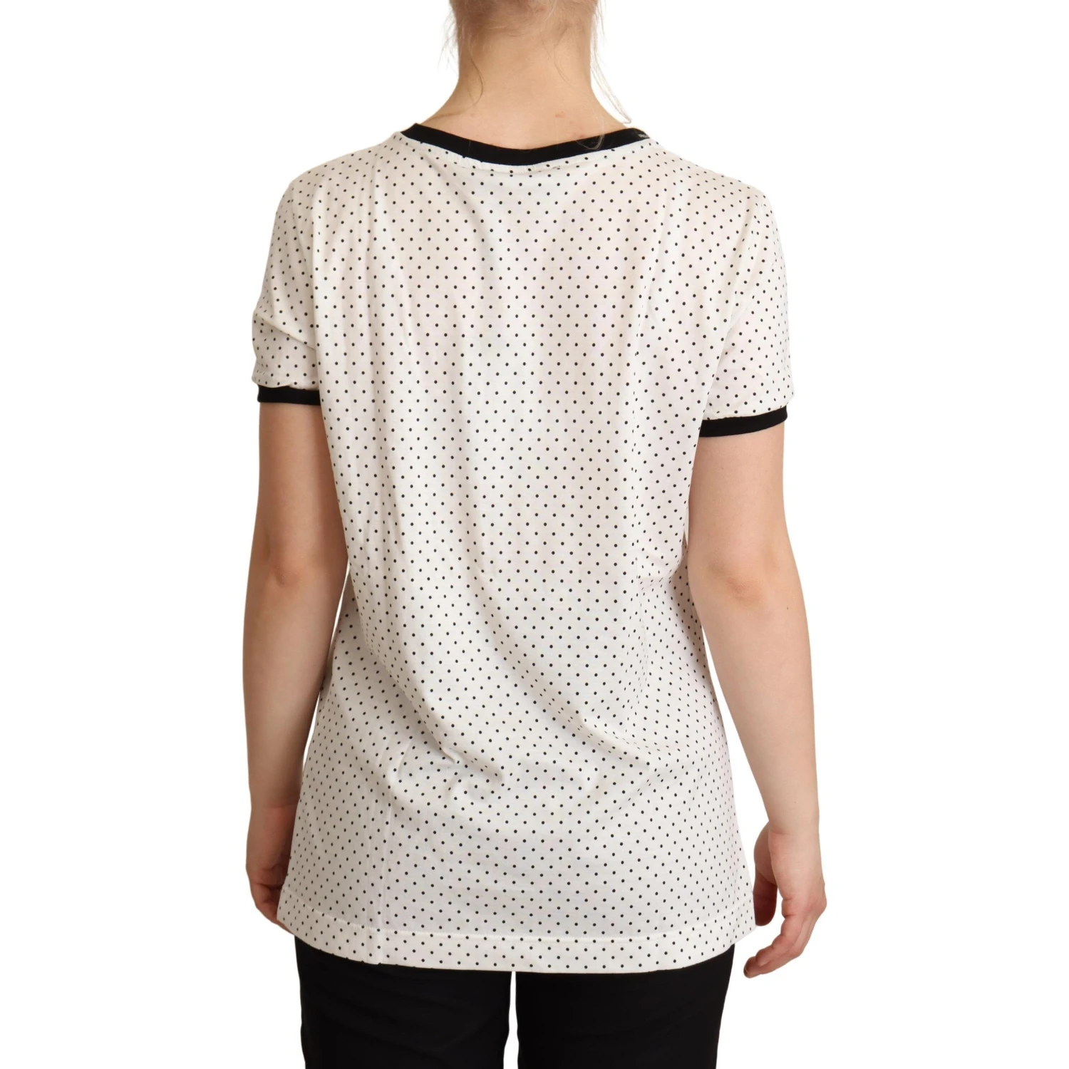 White Dotted Crewneck Cotton T-shirt