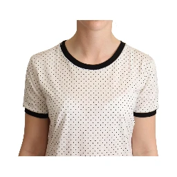 White Dotted Crewneck Cotton T-shirt