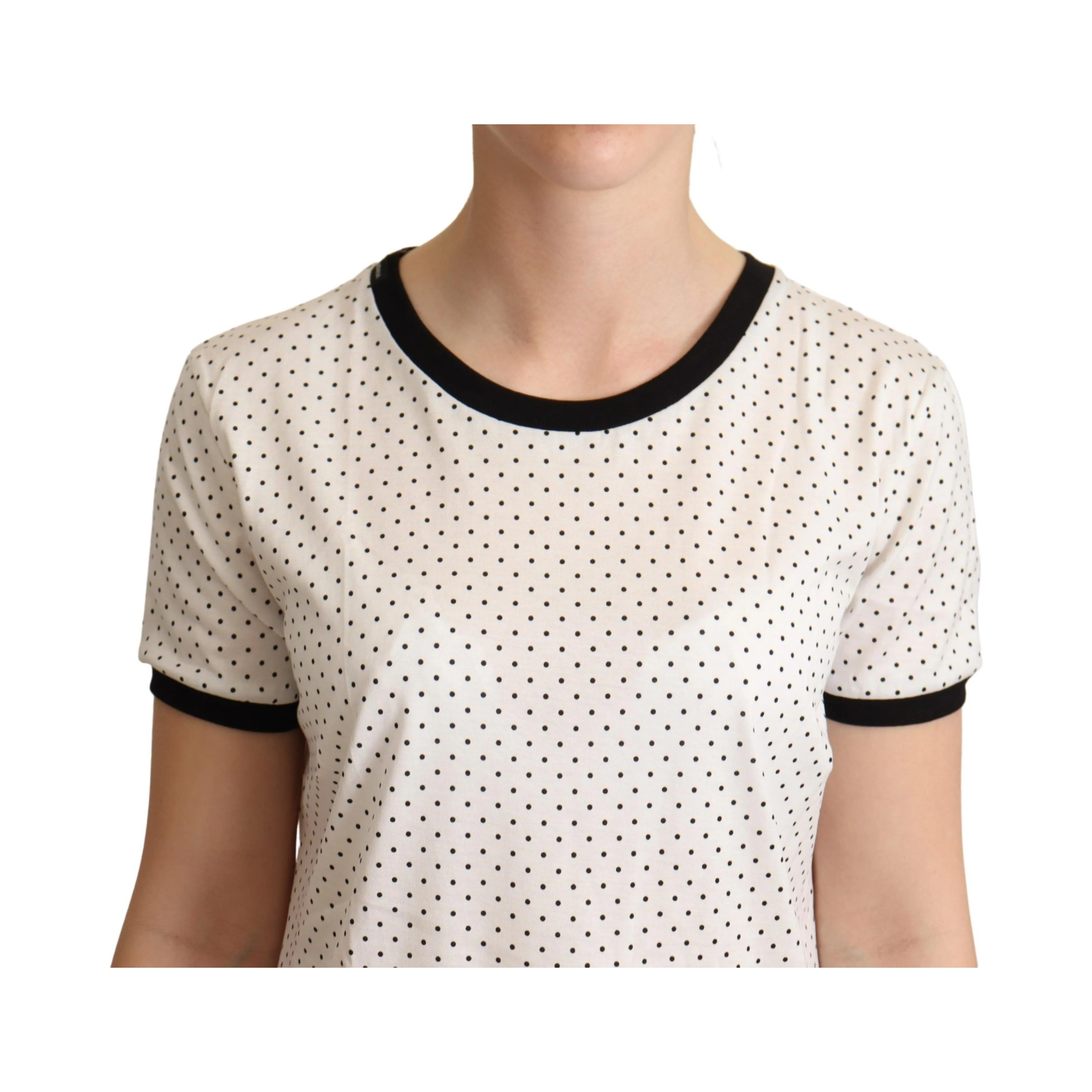 White Dotted Crewneck Cotton T-shirt