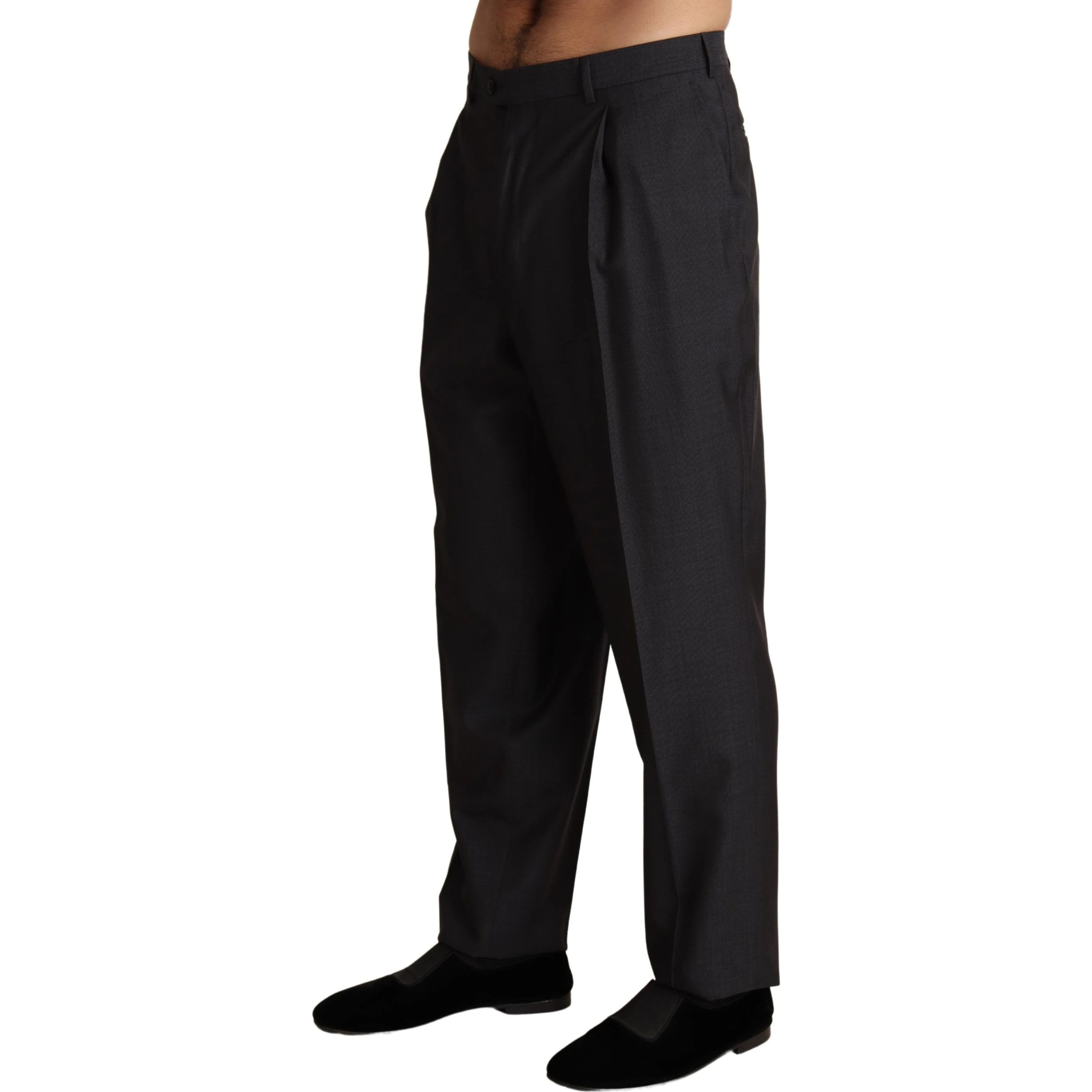 Gray Wool Blend Formal Trousers Pants