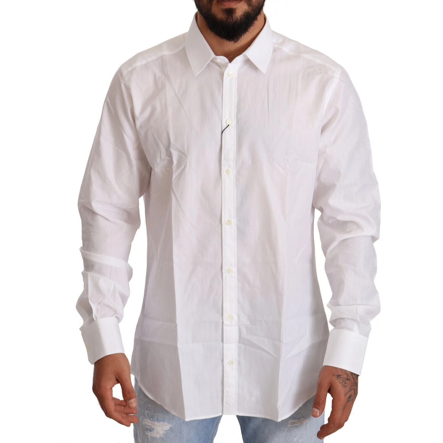 White Cotton Slim Fit Men MARTINI Shirt