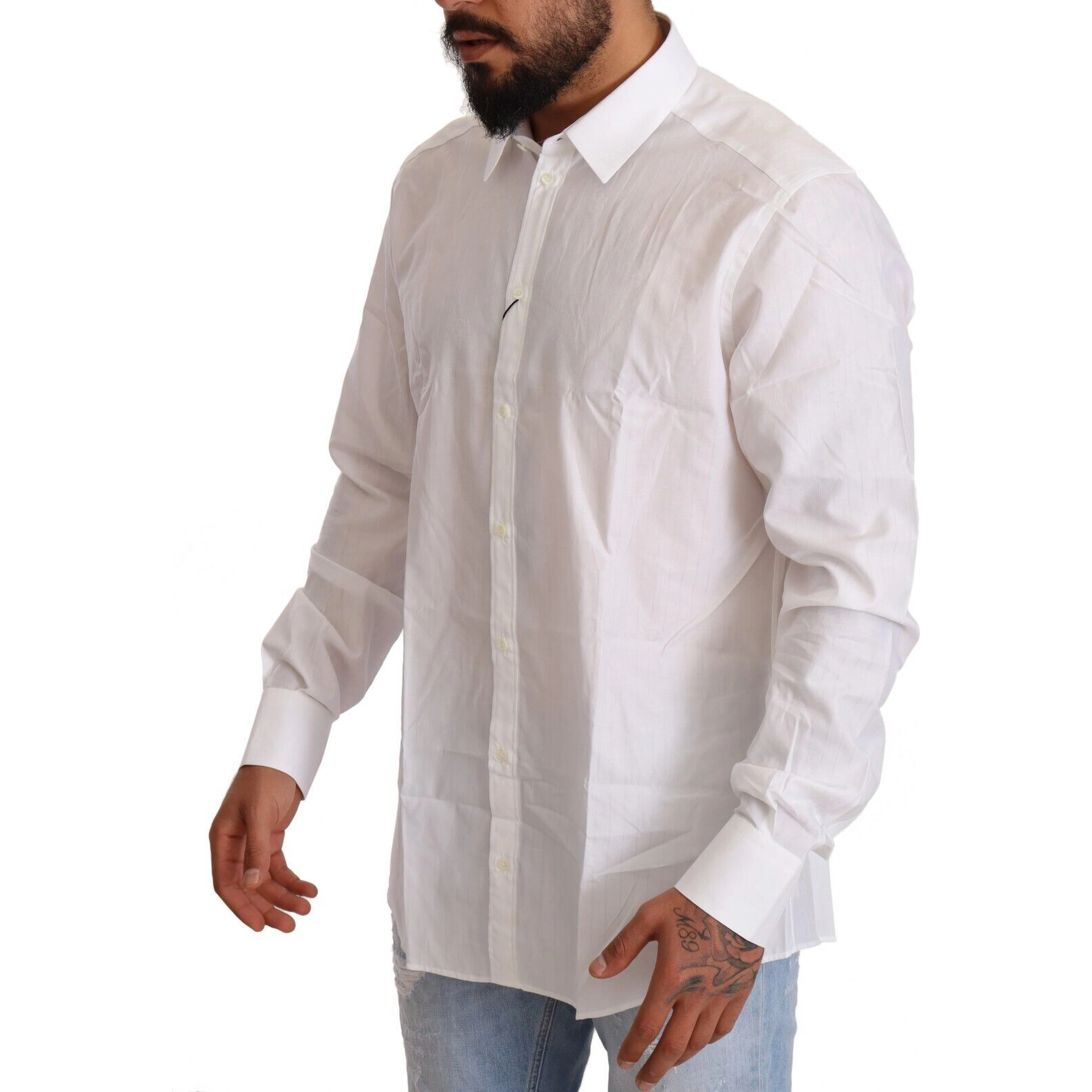 White Cotton Slim Fit Men MARTINI Shirt