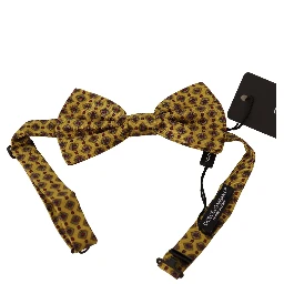 Yellow Patterned Silk Adjustable Neck Papillon Bow Tie