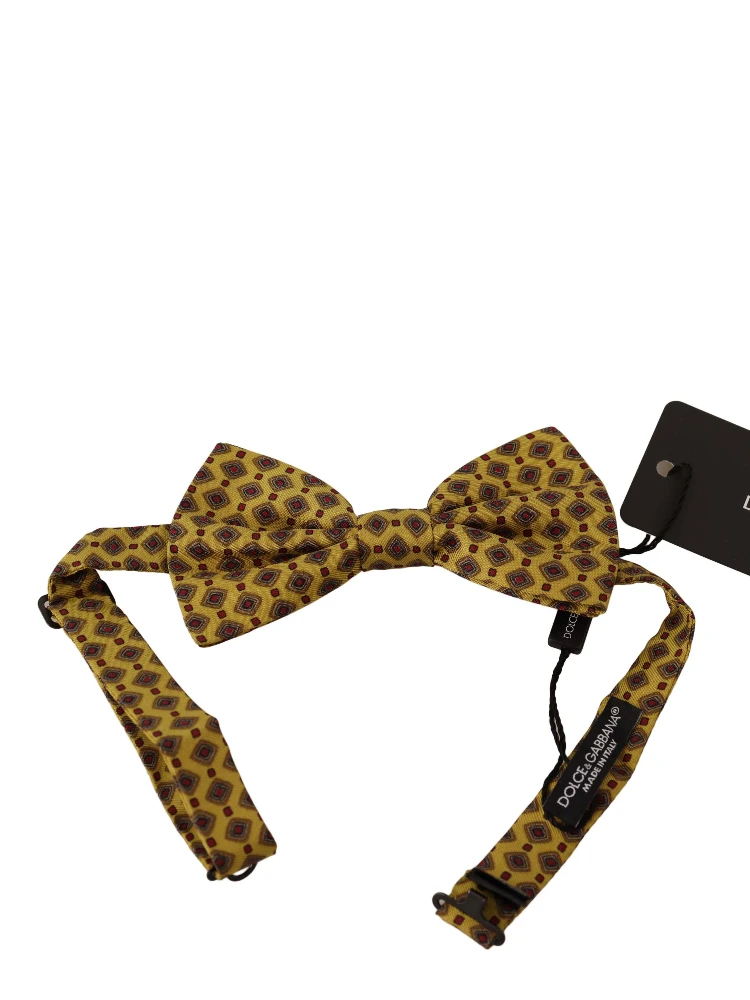 Yellow Patterned Silk Adjustable Neck Papillon Bow Tie alternative
