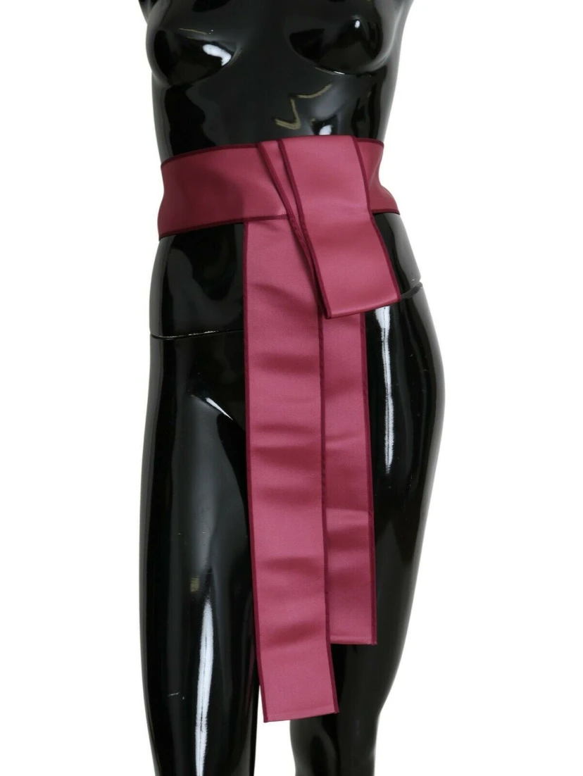 Pink 100% Silk 3 Button Closure Wide Waist Belt