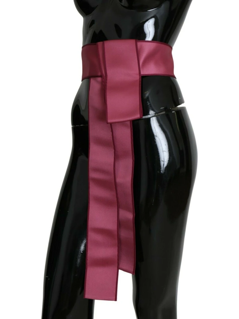 Pink 100% Silk 3 Button Closure Wide Waist Belt