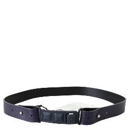 Black Leather Normal Logo Buckle Waist Belt
