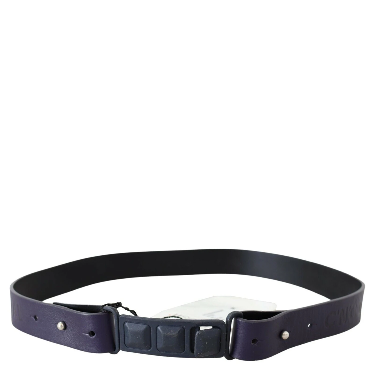 Black Leather Normal Logo Buckle Waist Belt