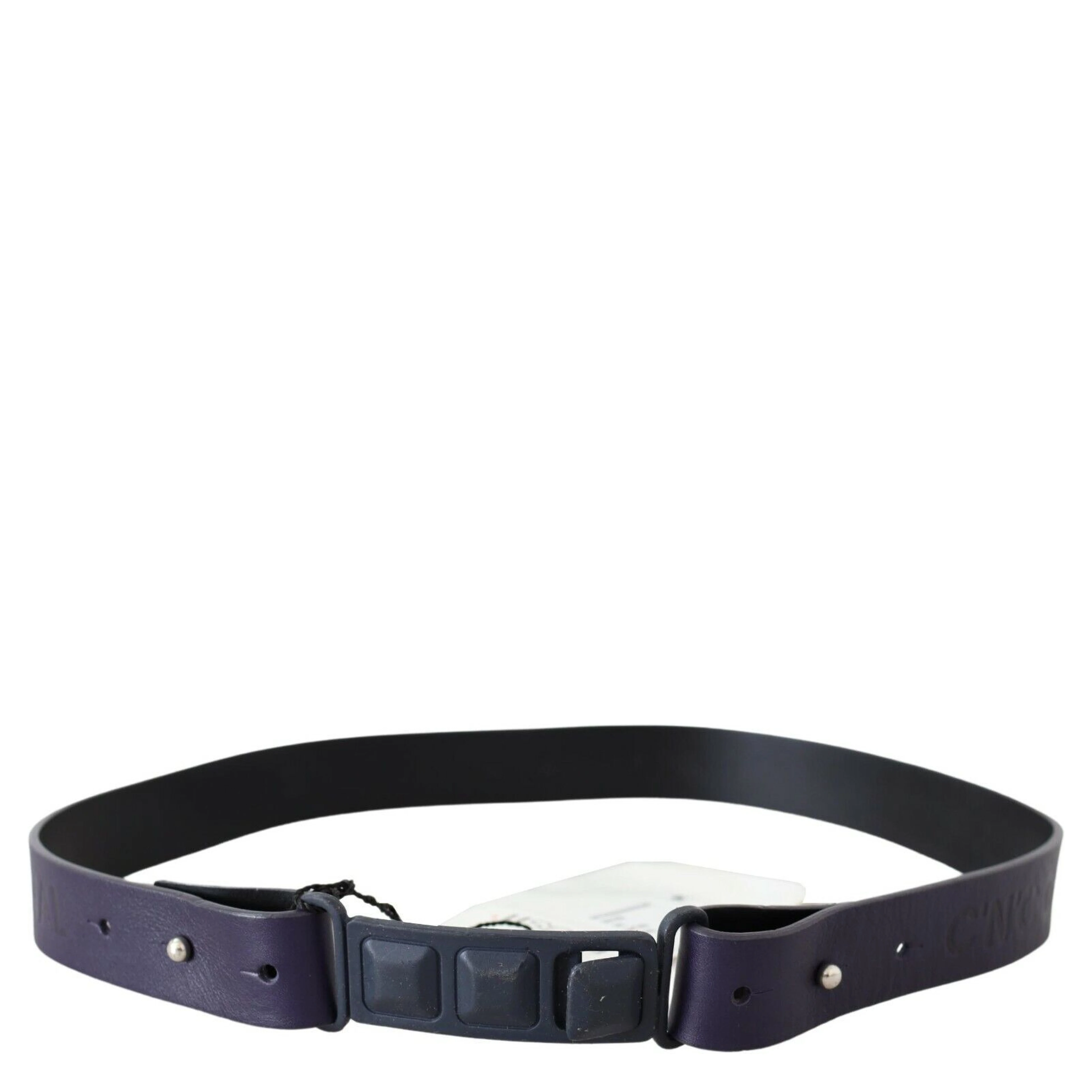 Black Leather Normal Logo Buckle Waist Belt