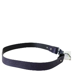 Black Leather Normal Logo Buckle Waist Belt