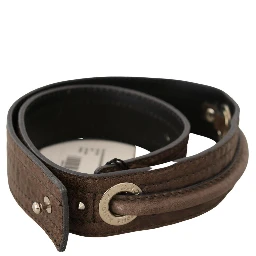 Brown Leather Silver Fastening Belt