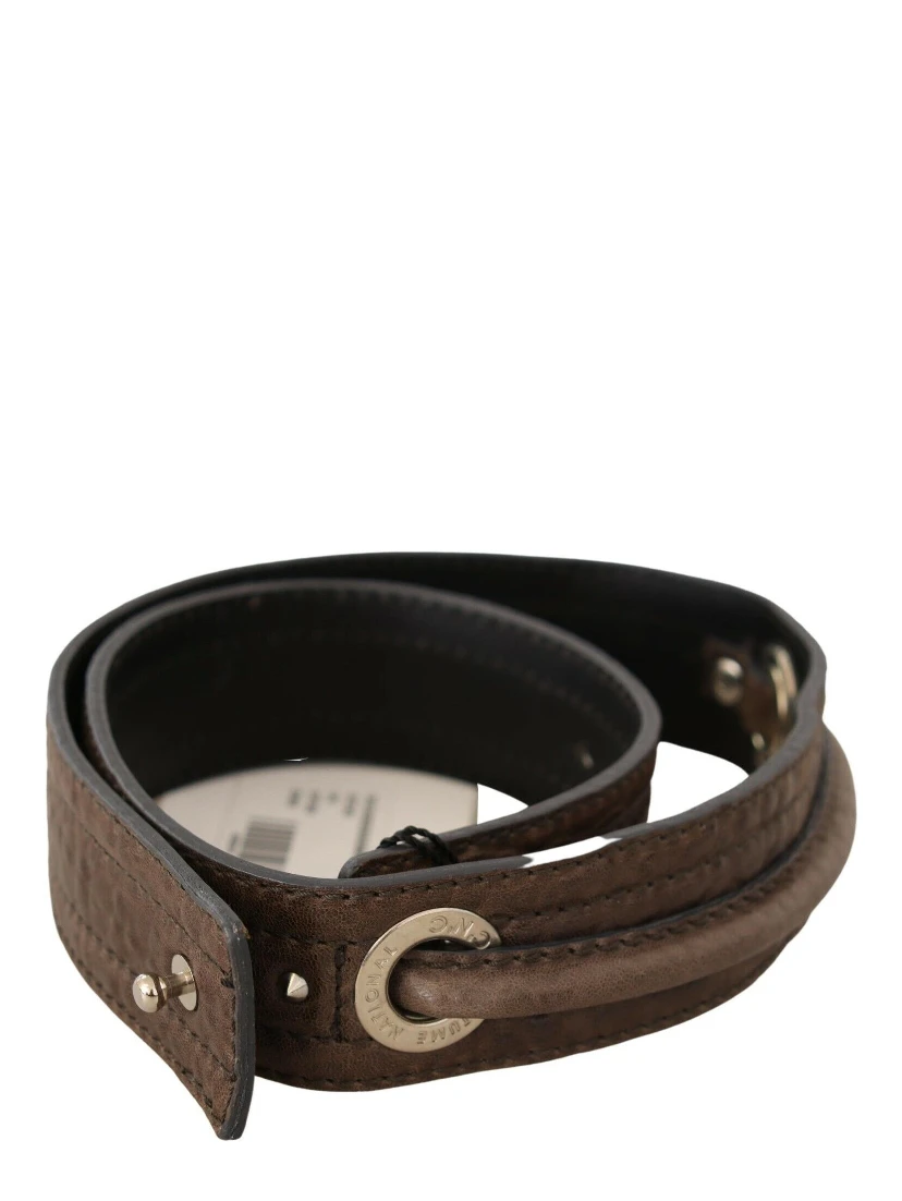 Brown Leather Silver Fastening Belt