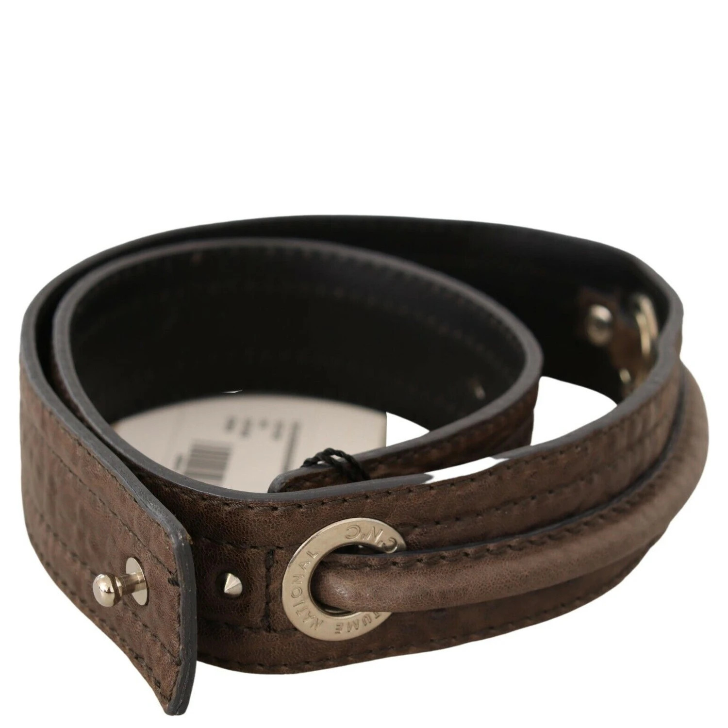 Brown Leather Silver Fastening Belt