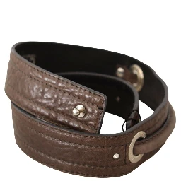 Brown Leather Silver Fastening Belt
