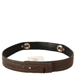 Brown Leather Silver Fastening Belt