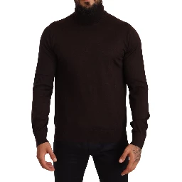 Brown Cashmere Turtleneck Pullover Sweater