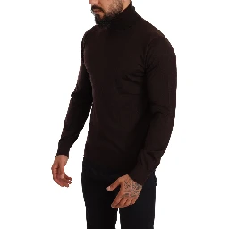 Brown Cashmere Turtleneck Pullover Sweater