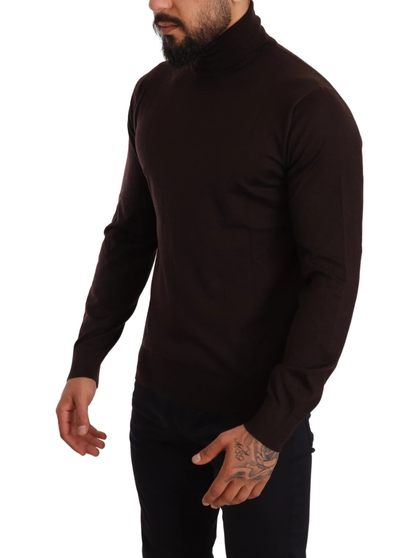 Brown Cashmere Turtleneck Pullover Sweater