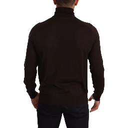 Brown Cashmere Turtleneck Pullover Sweater