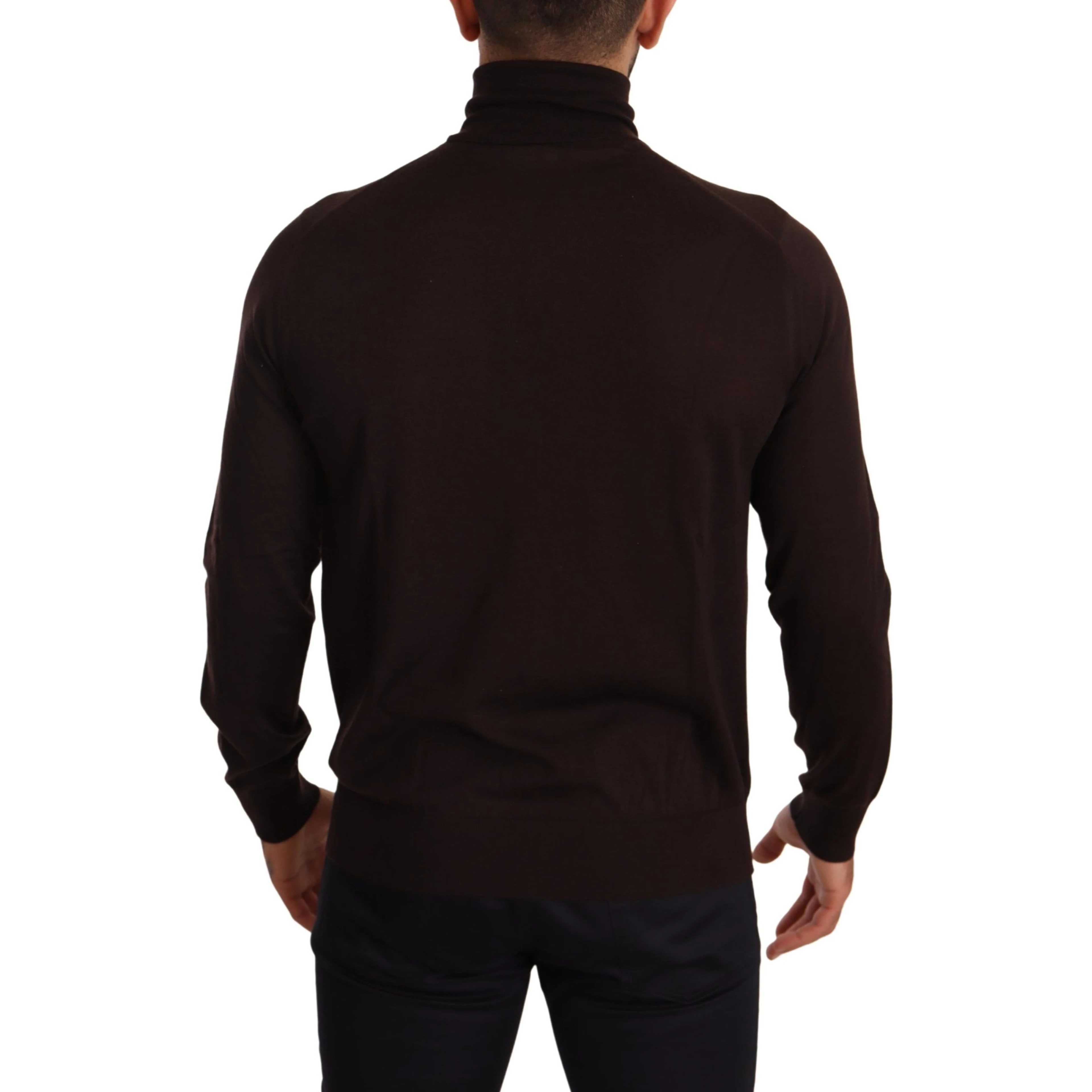 Brown Cashmere Turtleneck Pullover Sweater