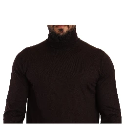 Brown Cashmere Turtleneck Pullover Sweater