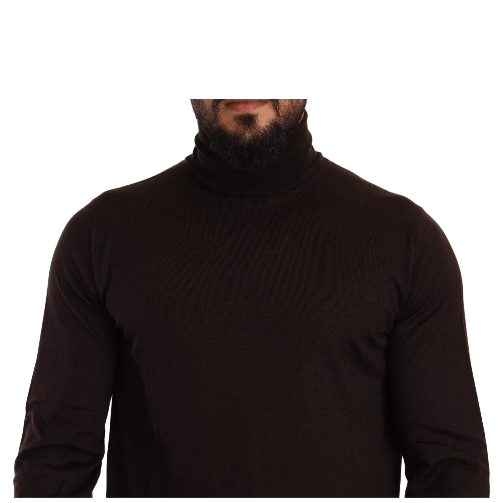 Brown Cashmere Turtleneck Pullover Sweater