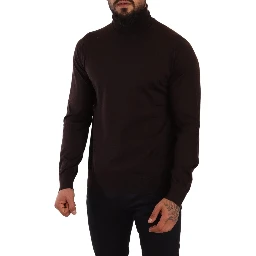 Brown Cashmere Turtleneck Pullover Sweater
